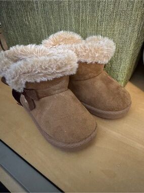 Kids Faux Shearling Booties - Tan